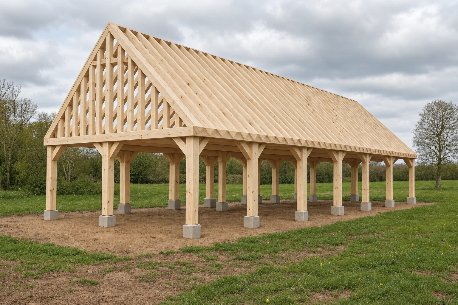 Leeds Pine Garden Building – Monumental Open Timber-Frame Structure – 16 × 6 m 1 Leeds Pine Garden Building – Monumental Open Timber-Frame Structure – 16 × 6 m