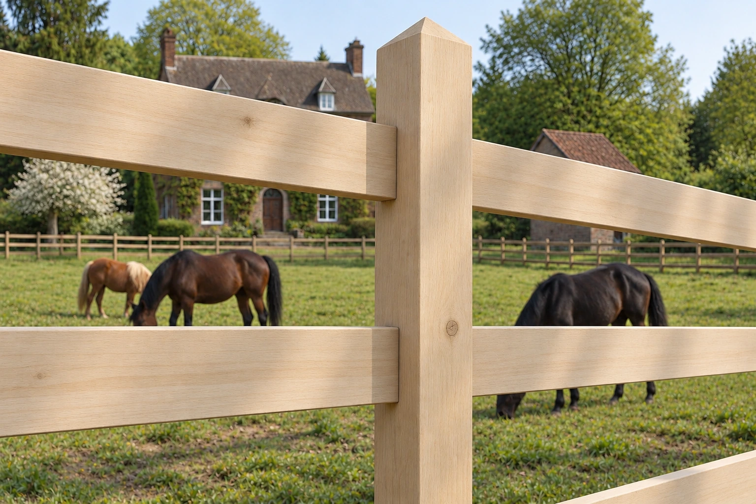 Premium Oak Pasture Fence – English Class in Solid Oak 1 Premium Oak Pasture Fence – English Class in Solid Oak