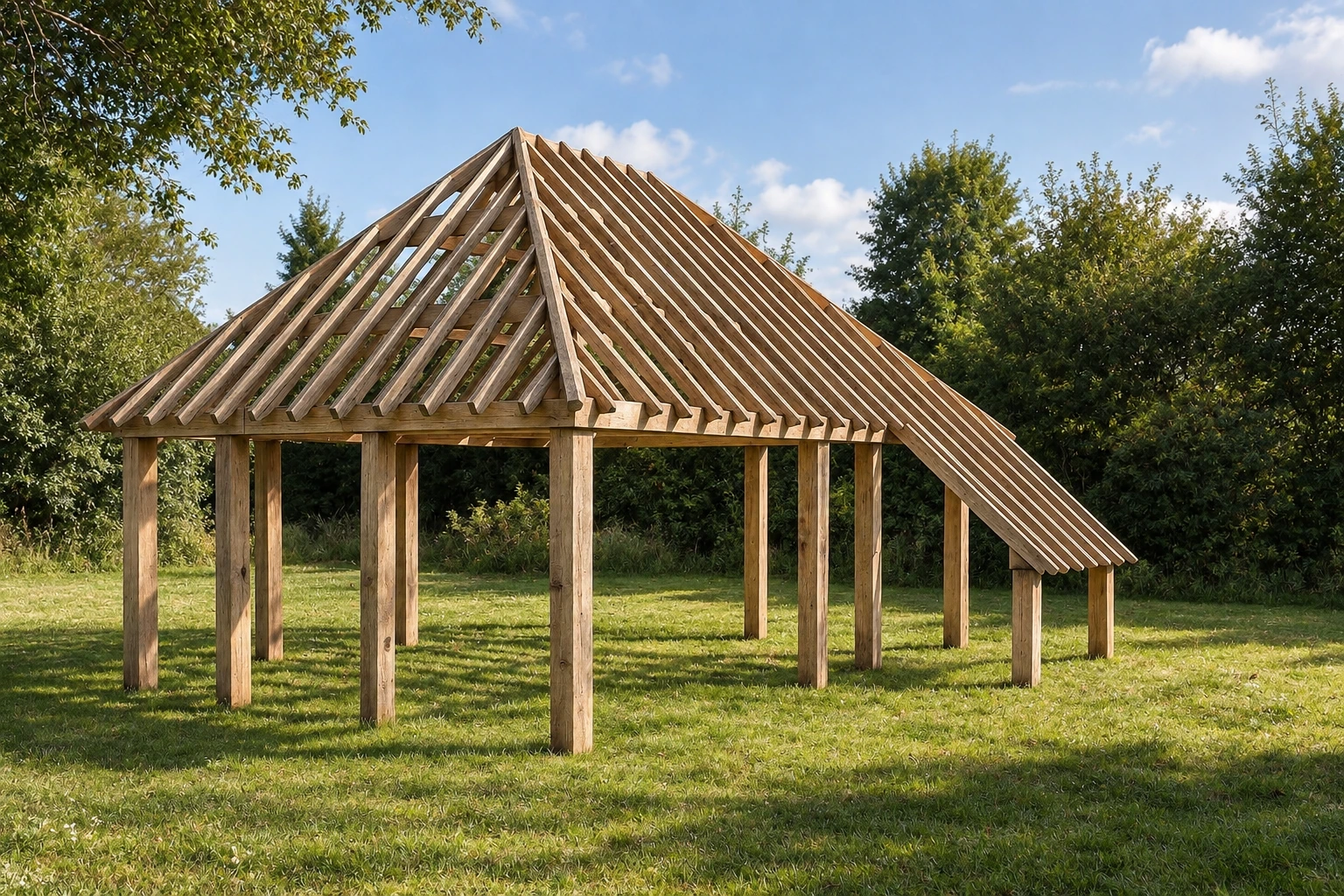 Eiken bijgebouw Knokke - Luxueus en klassevol met vierzijdig schilddak - 8 x 7m