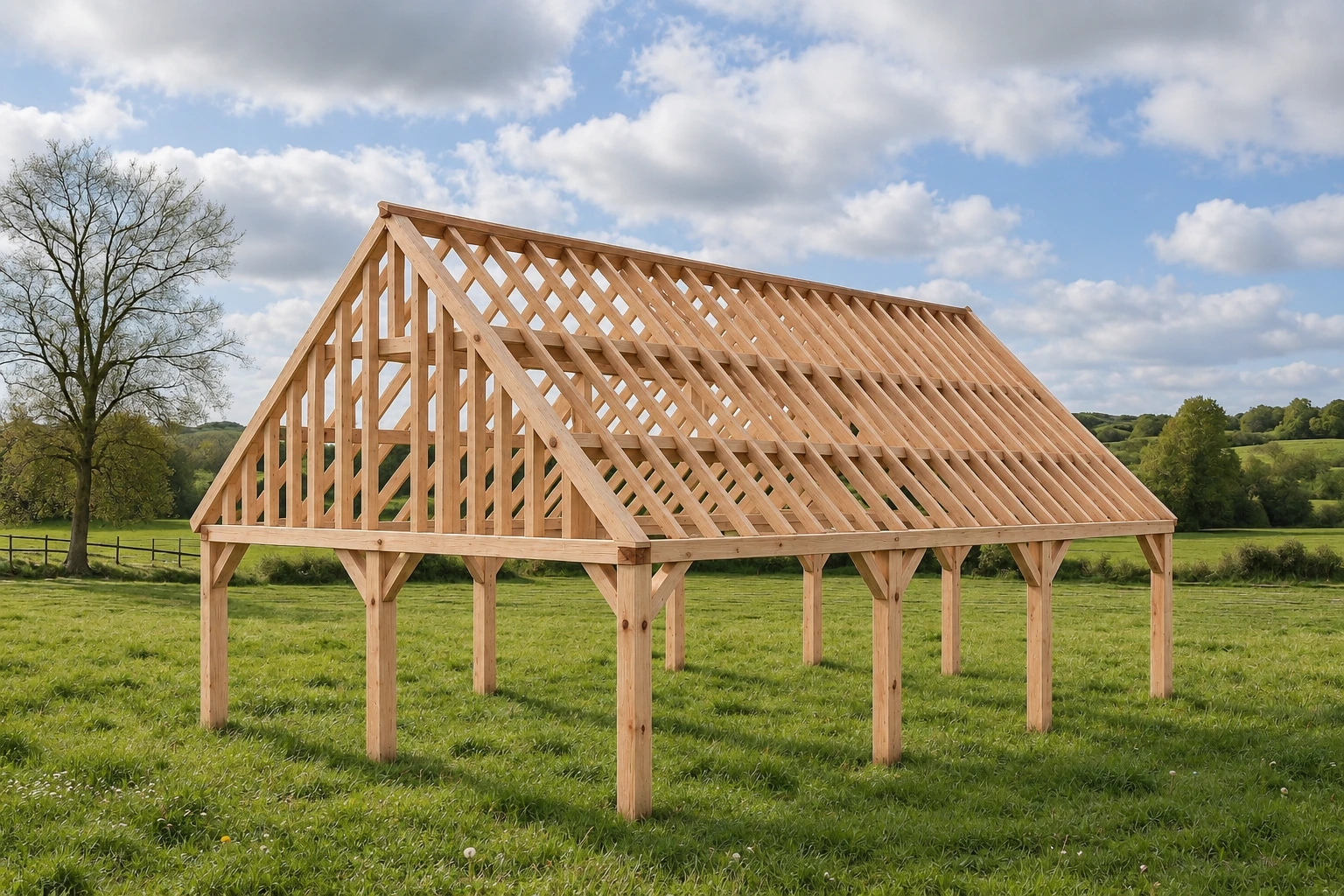 Annexe en Douglas Angers – Construction monumentale en bois avec allure chaleureuse – 6 × 10 m