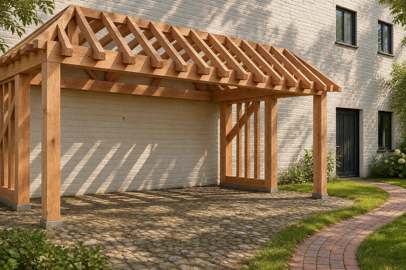Douglasien-Gartenhaus Essen – Kompakter Holzpavillon mit warmen Tönen – 5,9 m x 3,2 m