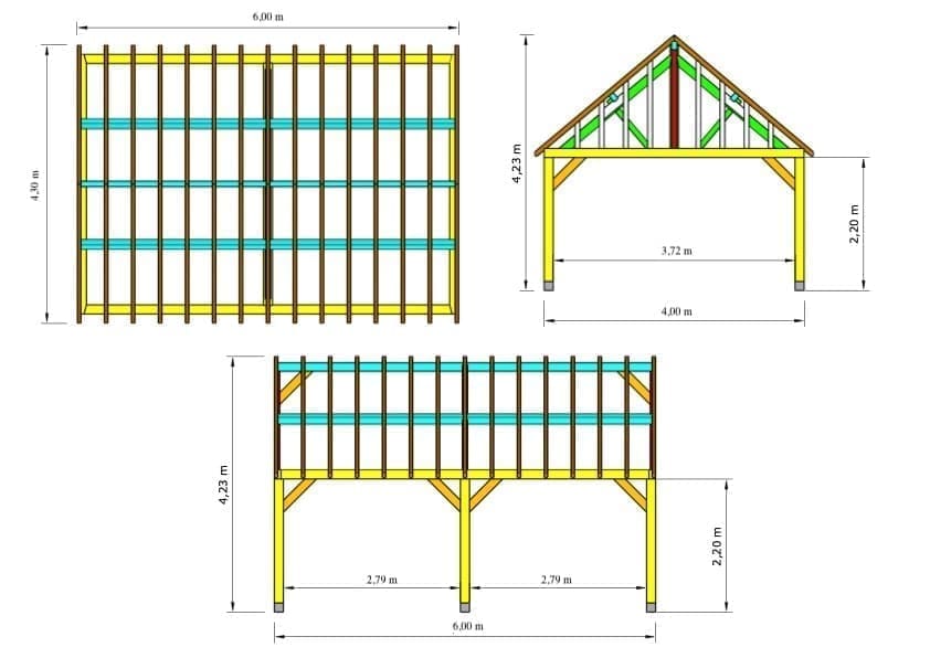 Eiken bijgebouw Turnhout - Stijlvolle open structuur - 4 x 6m 2 houten bijgebouw turnhout afmetingen